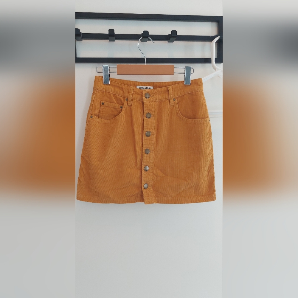 Billabong Mustard Corduroy Button-Front Pencil Skirt